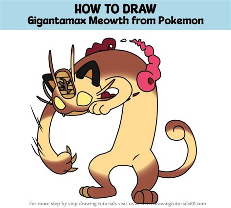 how to draw gigantamax pokemon|How to Draw Gigantamax Meowth from Pokemon.